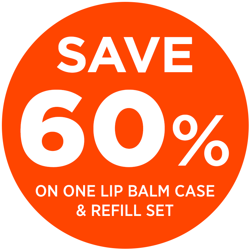 Save 60% on one lip balm case and refill set